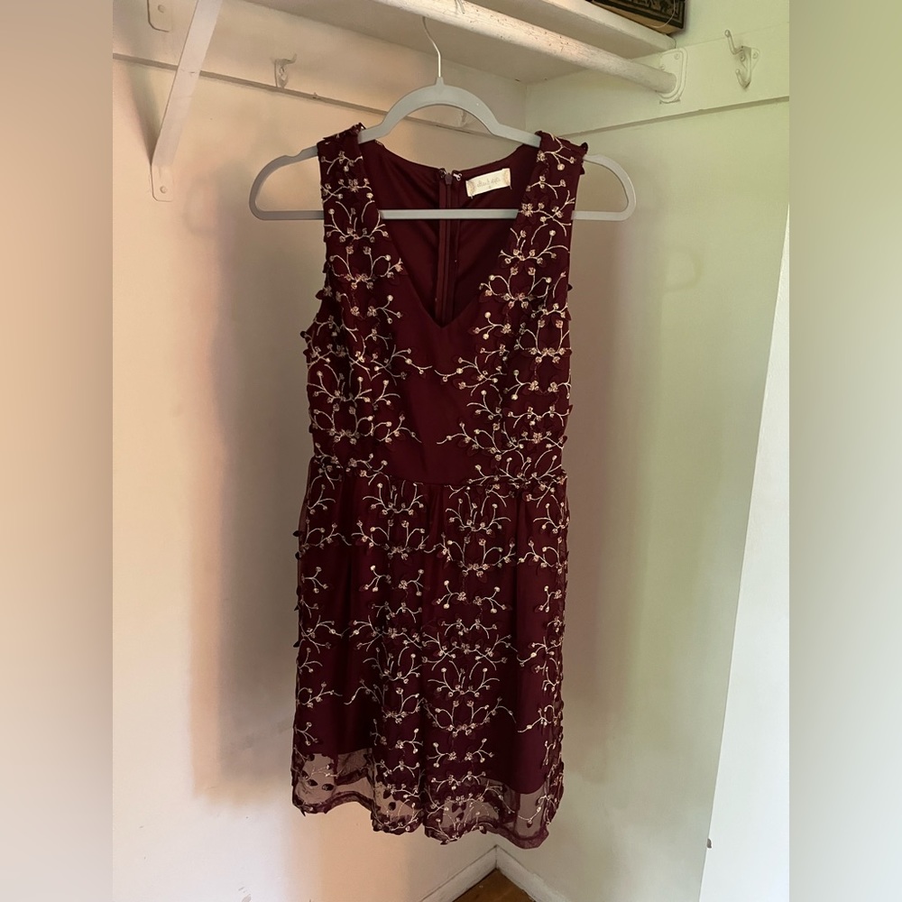 Alter’d state mini maroon dress with gold detailing